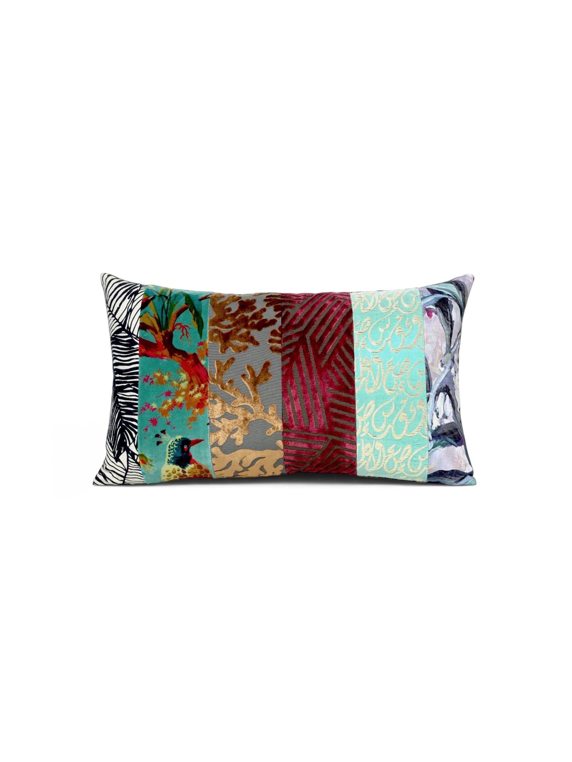 Zanzibar handcrafted patchwork cushion by Maison Mishmashi, front