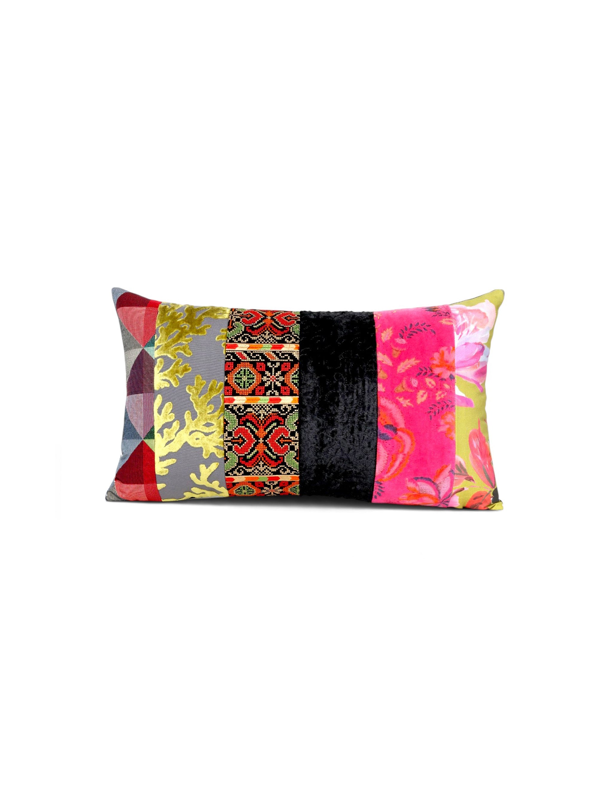 Beirut handcrafted patchwork cushion by Maison Mishmashi, front