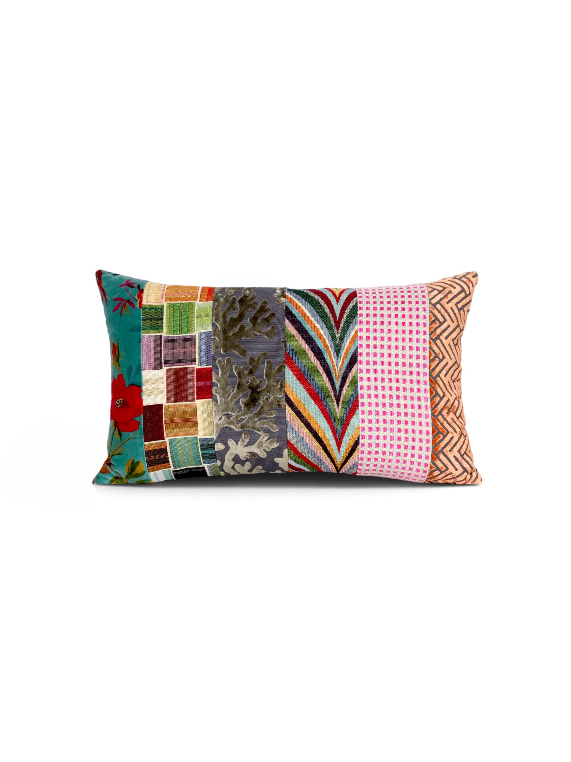 Fez handcrafted patchwork cushion by Maison Mishmashi, front